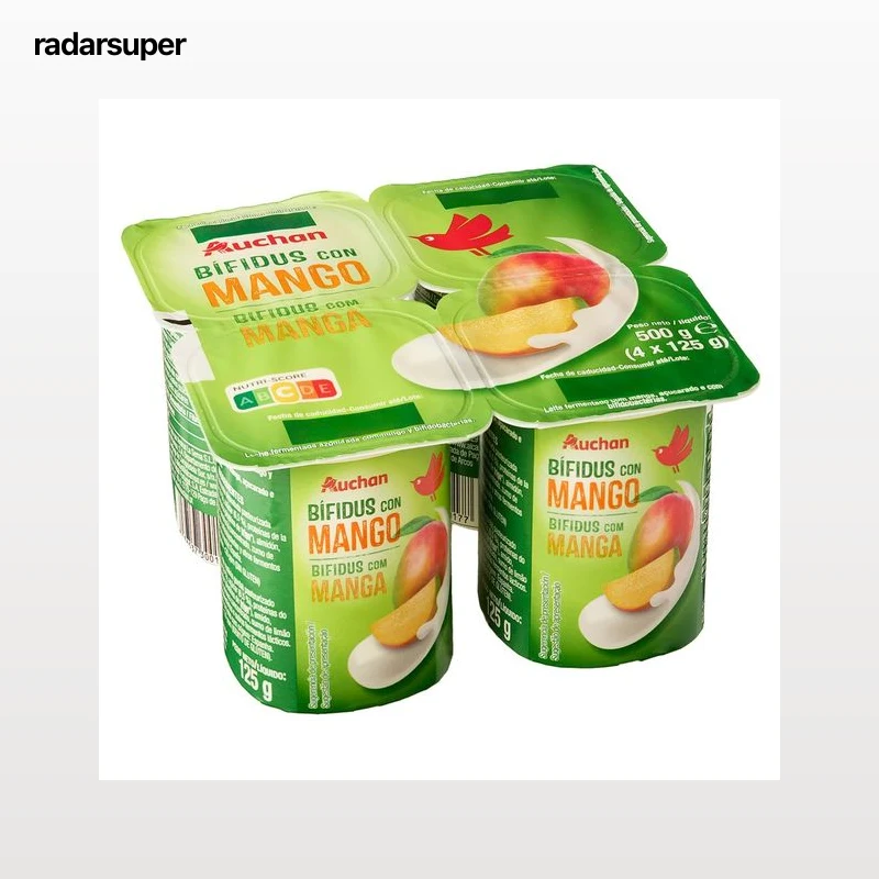 AUCHAN Bifidus con trocitos de mango 4 x 125 g. Producto Alcampo