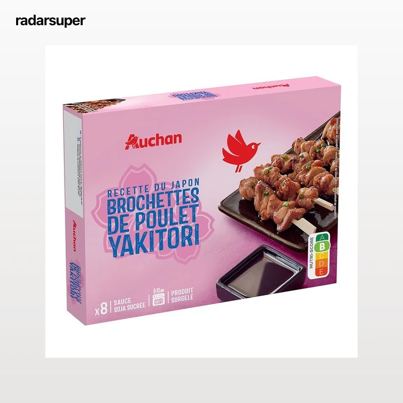 AUCHAN Brochetas de pollo Yakitori 8 uds. 210 g Producto Alcampo.