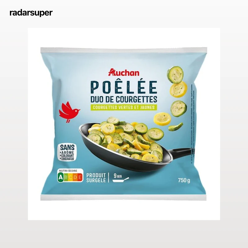 AUCHAN Calabacín verde y amarillo, cortado en rodajas 750 g Producto Alcampo.