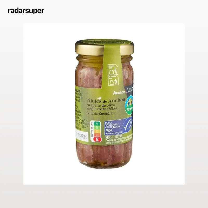 AUCHAN COLLECTION Anchoa del Cantábrico de Pesca Sostenible Certificada (MSC) en aceite de oliva virgen extra, tarro 55 g.