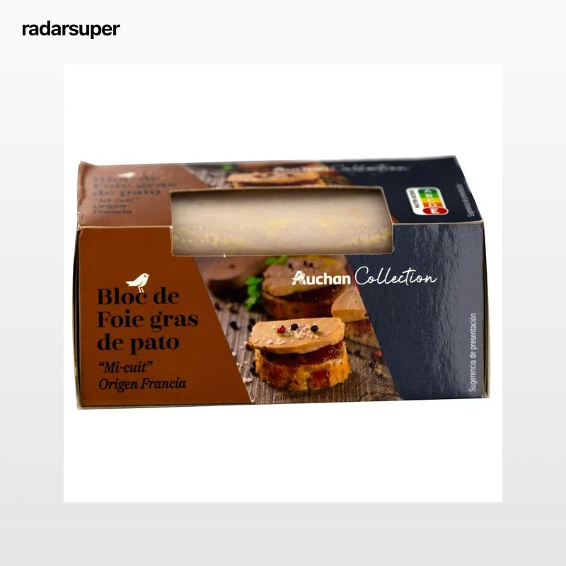 AUCHAN COLLECTION Bloc de foie gras de pato "Mi-cuit" de origen francés Producto Alcampo 150 g.