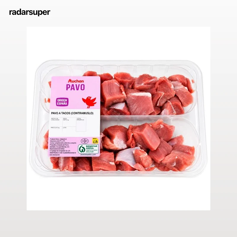 AUCHAN Contramuslo de pavo cortado a tacos, bandeja Producto Alcampo.