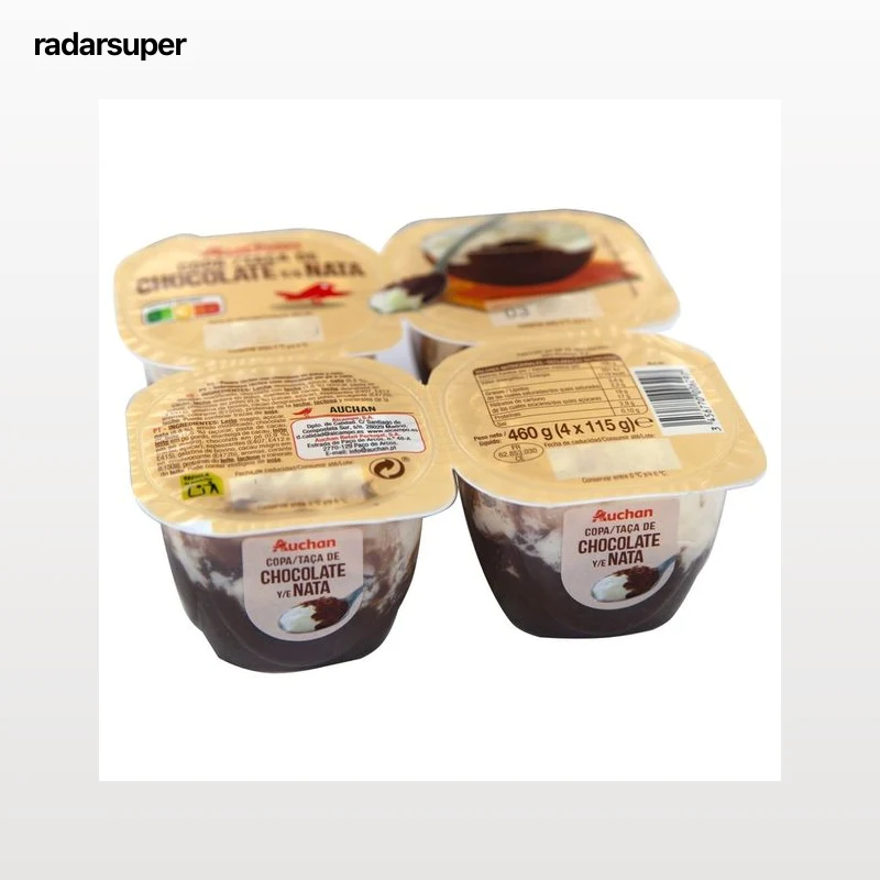 AUCHAN Copa de chocolate y nata 4 x 115 g. Producto Alcampo