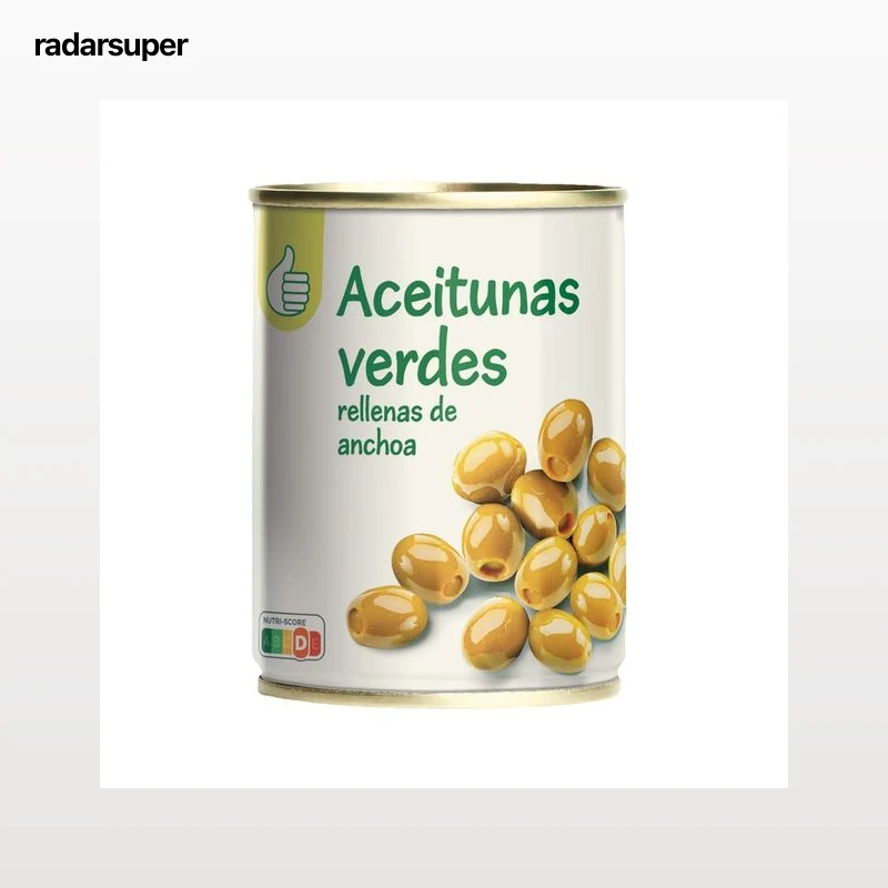 AUCHAN ECONOMICO Aceitunas verdes rellenas de anchoa - 120g.