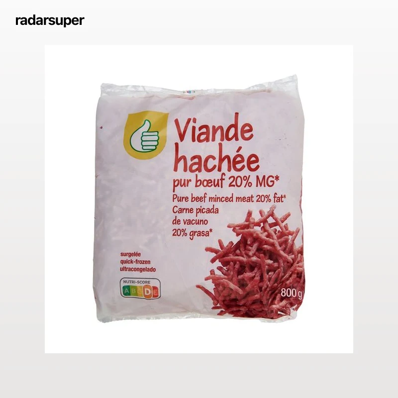 AUCHAN ECONOMICO Carne picada de vacuno con un 20% grasa 800 g.