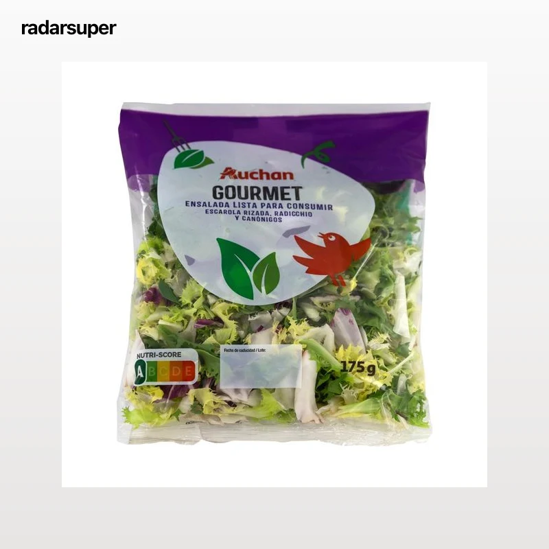 AUCHAN Ensalada gourmet (escarola rizada, radicchio y canónigos) bolsa 175 g. Producto Alcampo