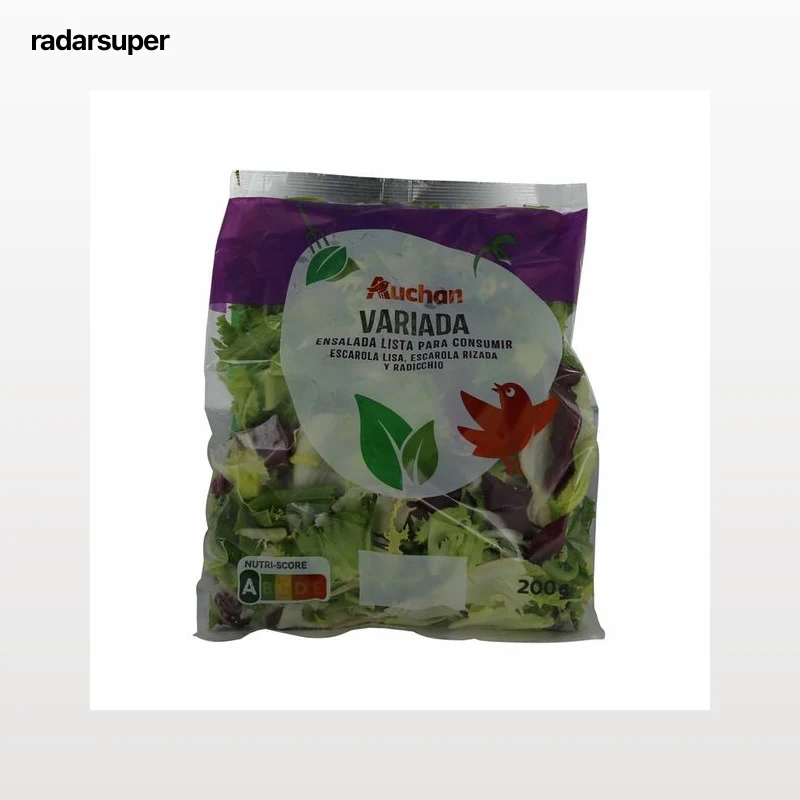 AUCHAN Ensalada variada (escarola lisa, escarola rizada y radicchio) bolsa de 200 g. Producto Alcampo