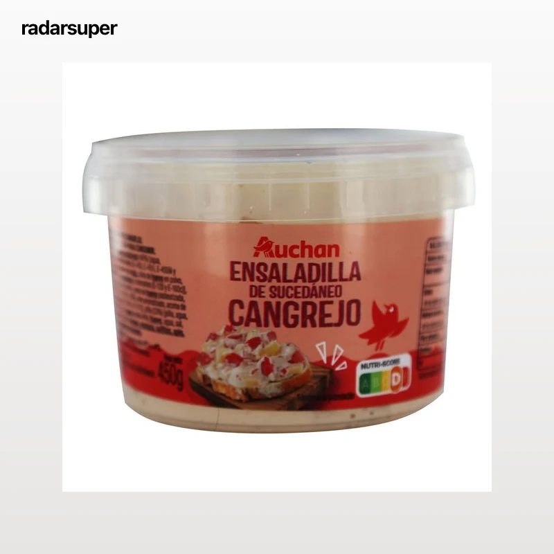 AUCHAN Ensaladilla de sucedáneo de cangrejo, lista para tomar 450 g. Producto Alcampo