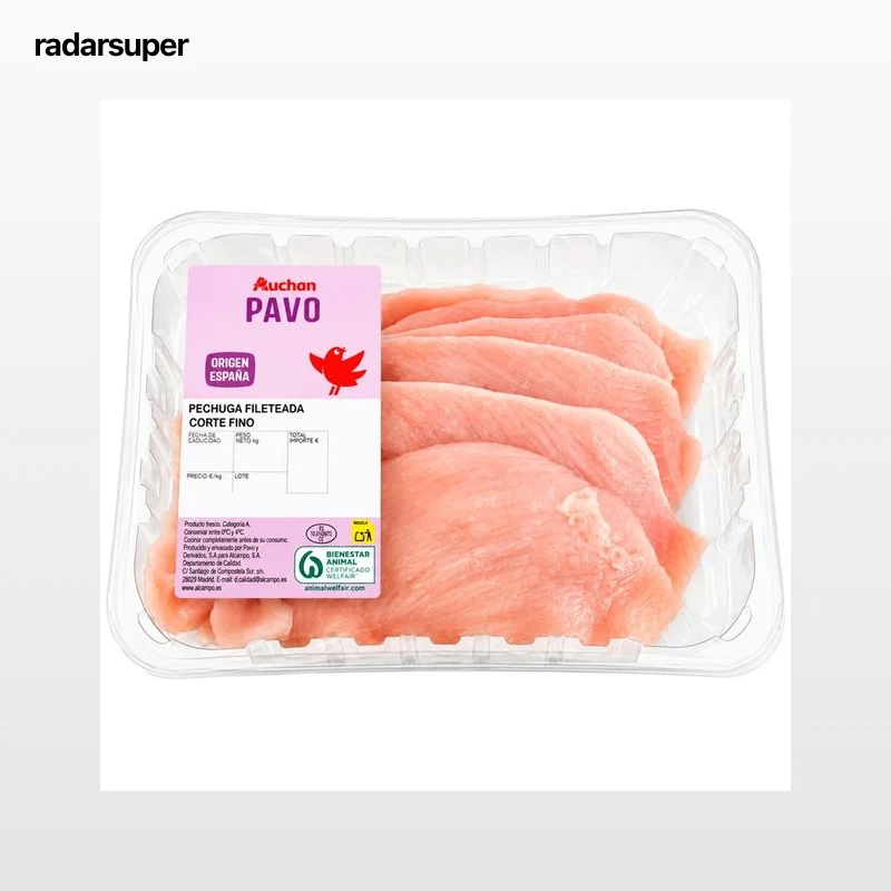 AUCHAN Filetes de pechuga de pavo extrafinos Producto Alcampo.