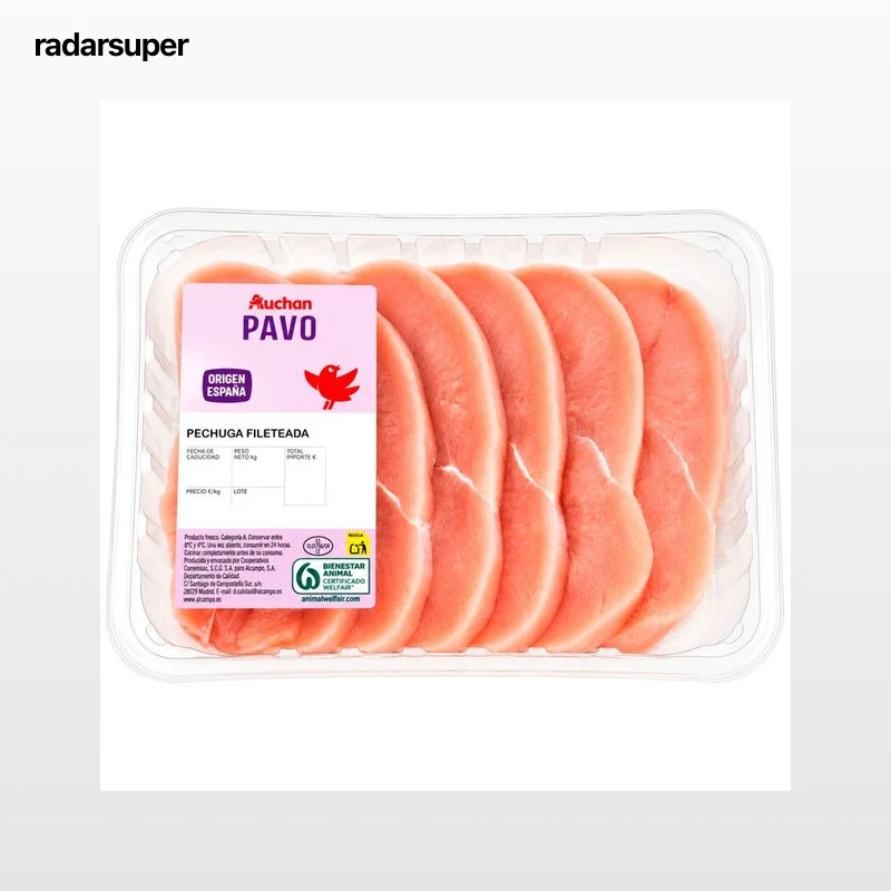 AUCHAN Filetes de pechuga de pavo Producto Alcampo.