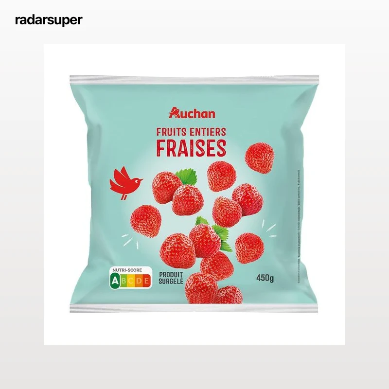 AUCHAN Fresas enteras ultracongeladas 450 g.