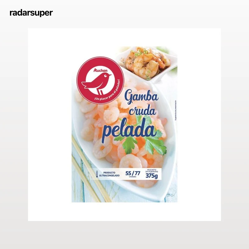 AUCHAN Gamba (55 / 77) cruda, pelada y ultracongelada 375 g. Producto Alcampo