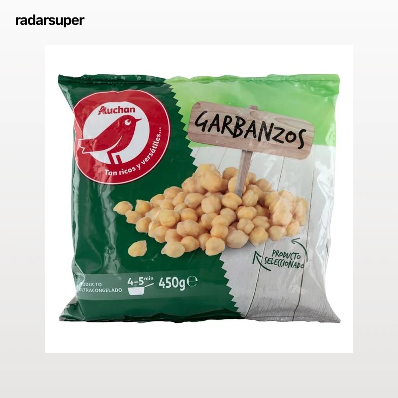 AUCHAN Garbanzos pre-cocidos y ultracongelados 400 g. Producto Alcampo