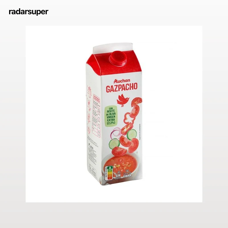 AUCHAN Gazpacho tradicional pasteurizado elaborado con aceite de oliva virgen extra 1 l Producto Alcampo.