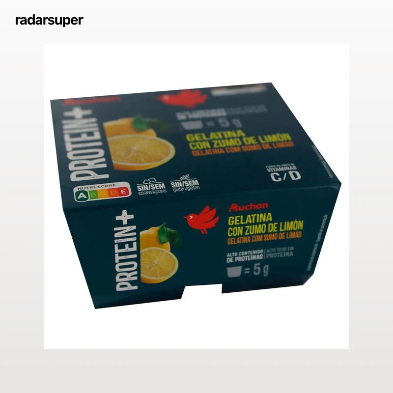 AUCHAN Gelatina de zumo de limón con alto contenido en proteínas 4 x 100 g Producto Alcampo.