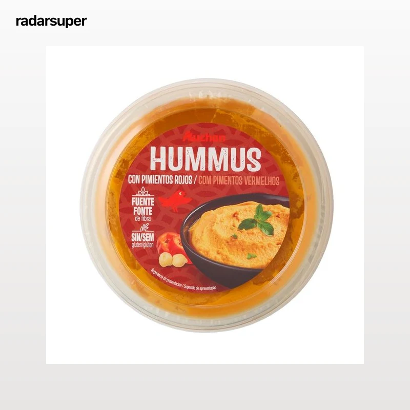 AUCHAN Hummus con pimientos rojo 240 g. Producto Alcampo