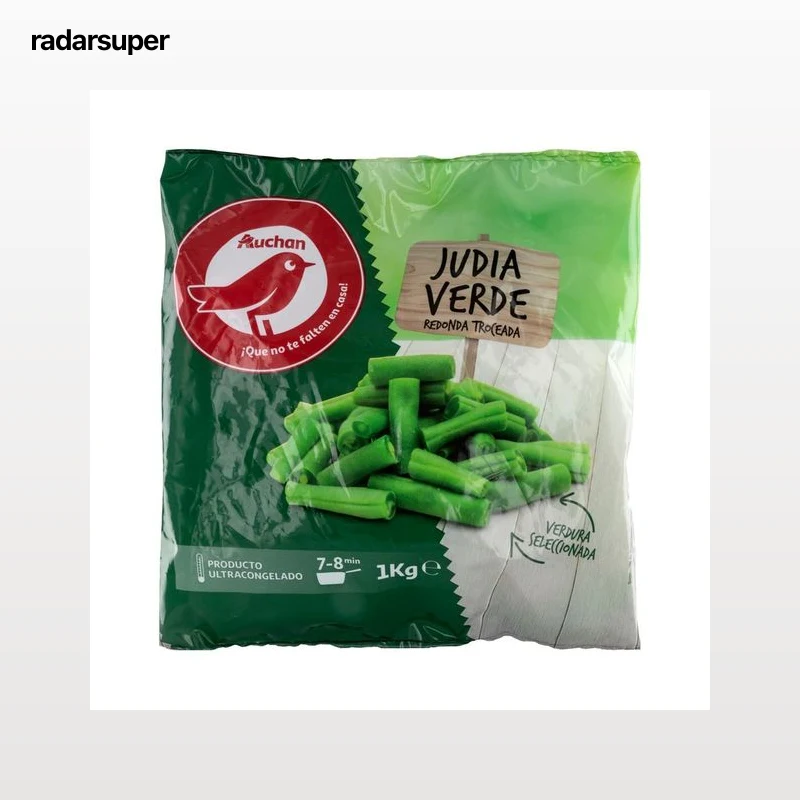 AUCHAN Judías verdes redondas troceadas y ultracongeladas 1 kg. Producto Alcampo