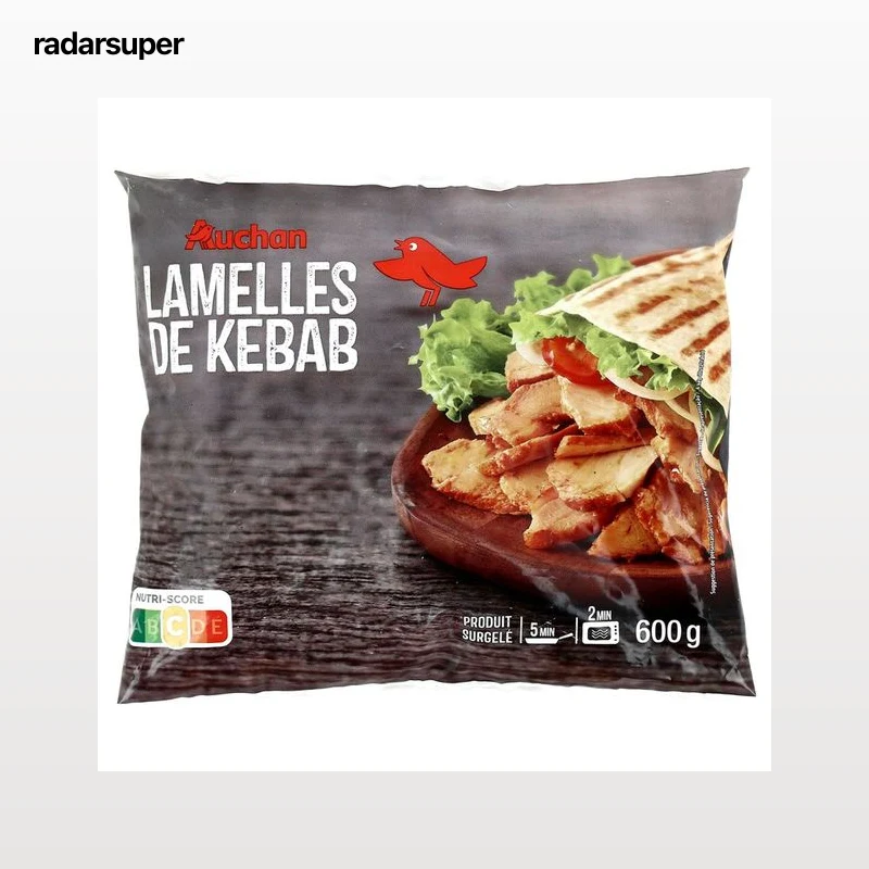 AUCHAN Kebab de pollo en láminas - 600g.