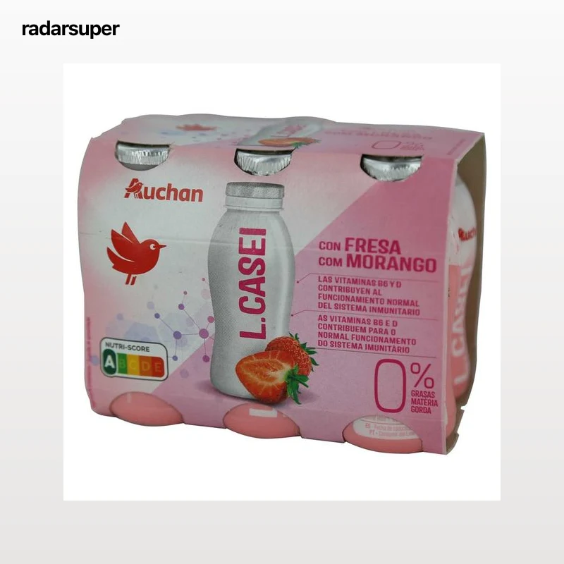AUCHAN L. casei desnatado sin azúcares añadidos con sabor a fresa 6 x 100 g Producto Alcampo.