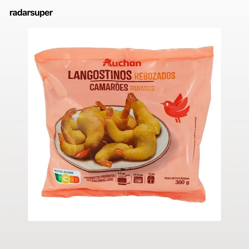 AUCHAN Langostinos con colita recubiertos de un esponjoso y crujiente rebozado 300 g. Producto Alcampo