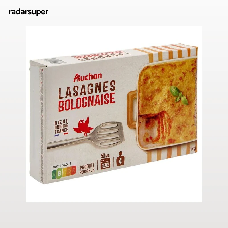 AUCHAN Lasaña a la boloñesa ultracongelada 1 kg Producto Alcampo.