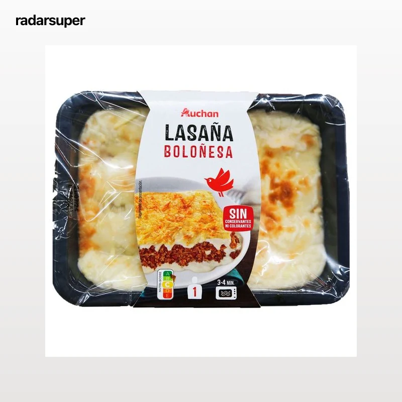 AUCHAN Lasaña Boloñesa, lista para calentar y comer 350 g Producto Alcampo.