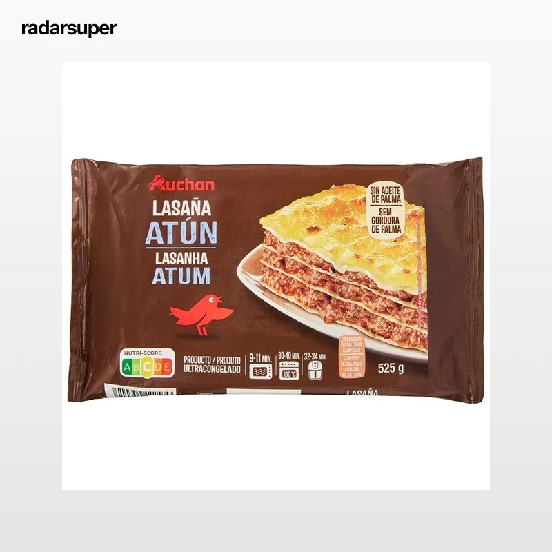 AUCHAN Lasaña ultracongelada de atún 525 g. Producto Alcampo