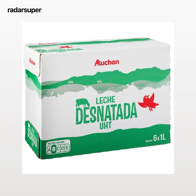 AUCHAN Leche desnatada de vaca 6x 1 l Producto Alcampo.