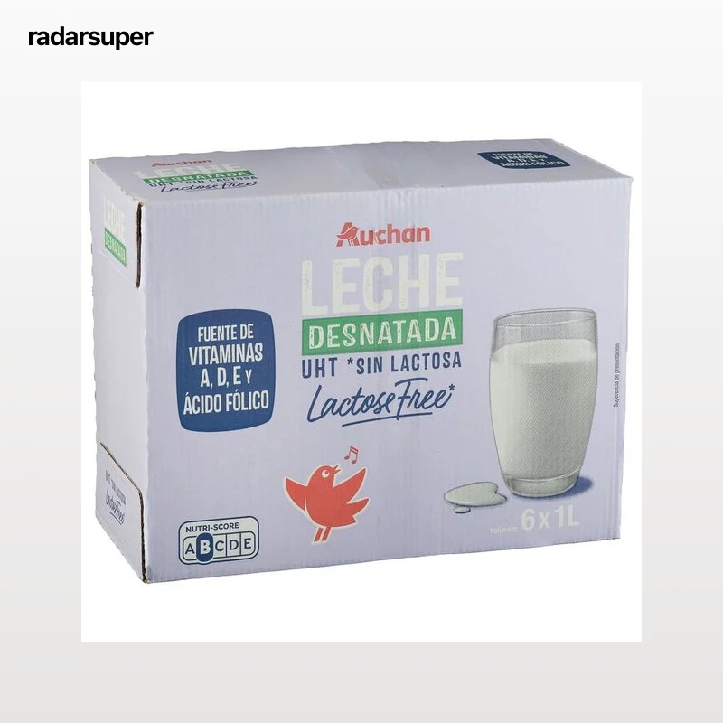 AUCHAN Leche desnatada de vaca sin lactosa 6 x 1 l Producto Alcampo.