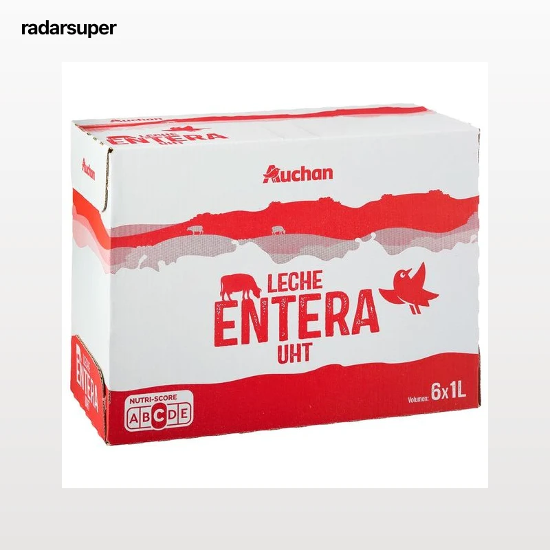 AUCHAN Leche entera de vaca 6 x 1 l Producto Alcampo.