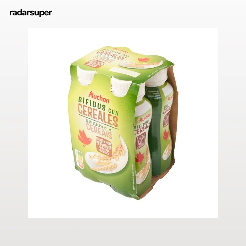 AUCHAN Leche fermentada con bífidus de cereales 4 x 154 ml Producto Alcampo.