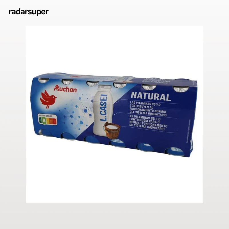 AUCHAN Leche fermentada con Lcasei y sabor natural 12 x 100 g. Producto Alcampo