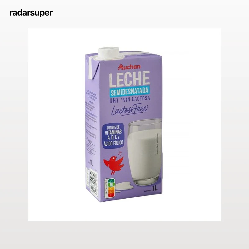AUCHAN Leche semidesnatada de vaca, sin lactosa 1 l. Producto Alcampo