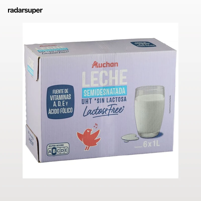 AUCHAN Leche semidesnatada de vaca sin lactosa 6 x 1 l Producto Alcampo.