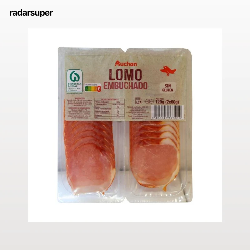 AUCHAN Lomo embuchado, sin gluten y cortado en lonchas 2 x 60 g. Producto Alcampo