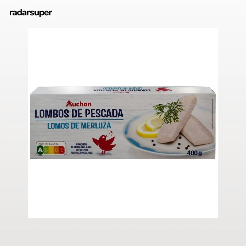 AUCHAN Lomos de merluza, limpios y ultracongelados 400 g. Producto Alcampo