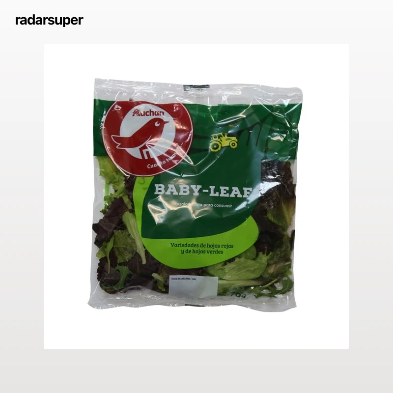 AUCHAN Mezcla de ensalada hojas rojas y hojas verde listas para su consumo 70 g. Producto Alcampo