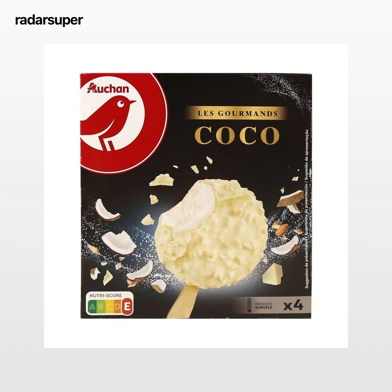 AUCHAN Mini bombones de coco, con coco rallado y cobertura de chocolate blanco Les gourmands 4 x 70 ml. Producto Alcampo