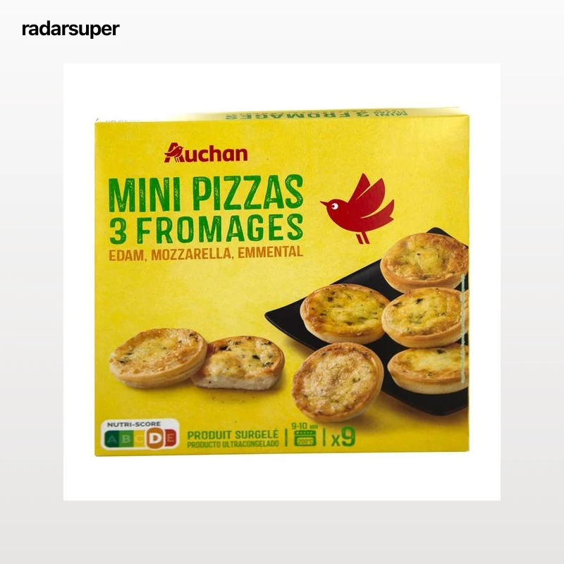 AUCHAN Mini pizzas congeladas 3 quesos (Edam, Mozzarella y Emmental) 270 g. Producto Alcampo
