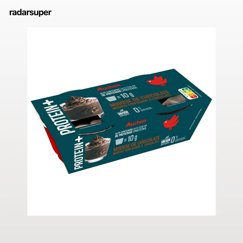 AUCHAN Mousse proteica de chocolate sin azúcares añadidos 2x100 g Producto Alcampo.