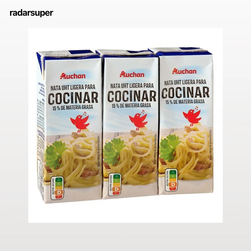 AUCHAN Nata para cocinar con 18% materia grasa 3 x 200 ml.