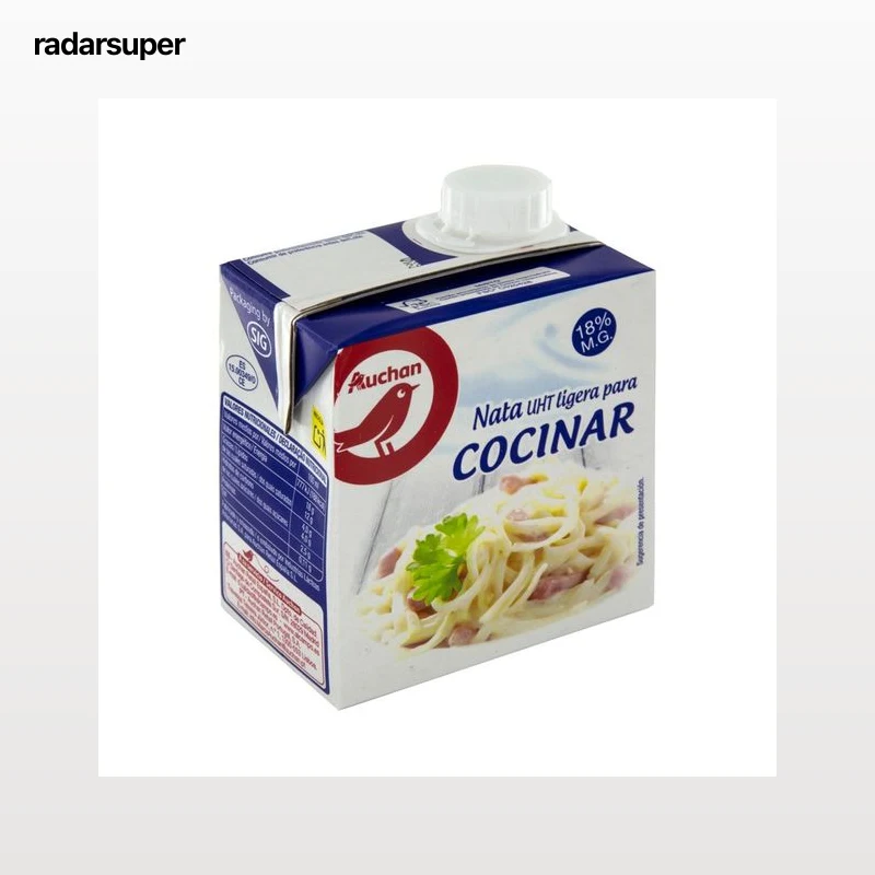 AUCHAN Nata líquida (18% materia grasa) para cocinar 500 ml. Producto Alcampo