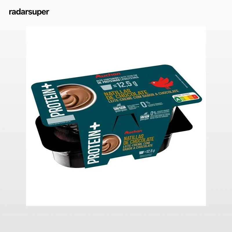 AUCHAN Natillas proteicas de chocolate sin azúcares añadidos 4x125 g Producto Alcampo.