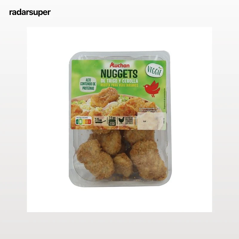 AUCHAN Nuggets vegetales a base de proteína de trigo y cebolla Veggie 200 g. Producto Alcampo