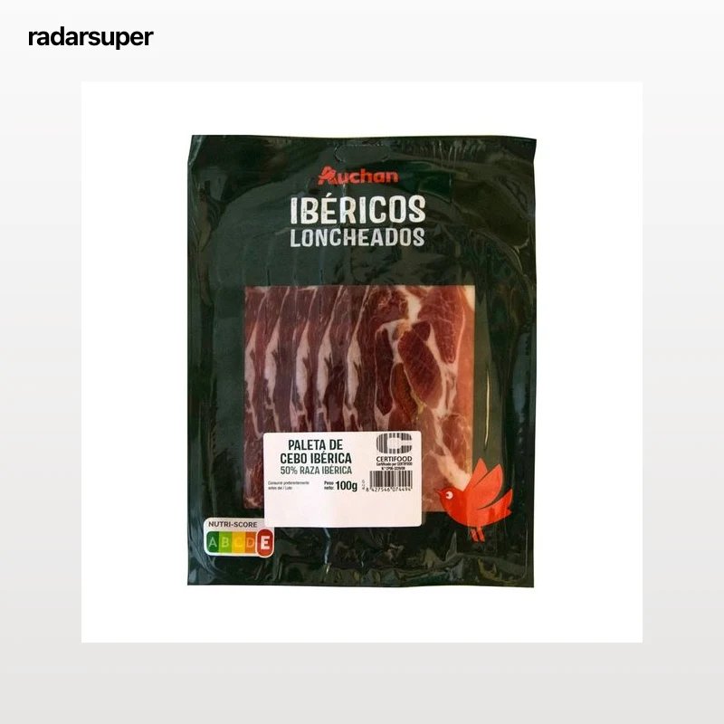 AUCHAN Paleta de cebo ibérica (50% raza ibérica), cortada en lonchas 100 g. Producto Alcampo