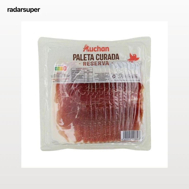 AUCHAN Paleta curada reserva, cortada en finas lonchas 220 g. Producto Alcampo