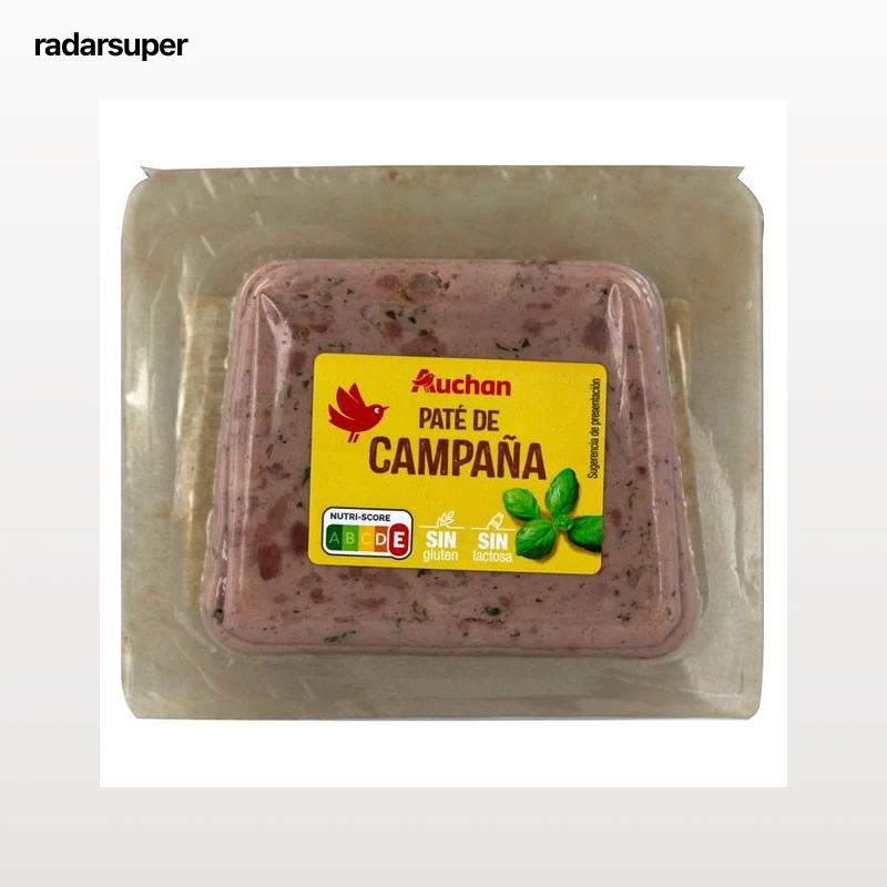 AUCHAN Paté de campaña, elaborado sin gluten y sin lactosa 75 g. Producto Alcampo