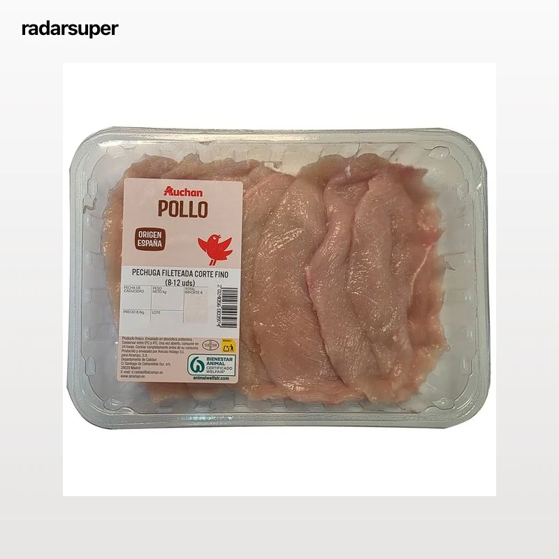AUCHAN Pechuga fileteada corte fino 8-12 uds Producto Alcampo.