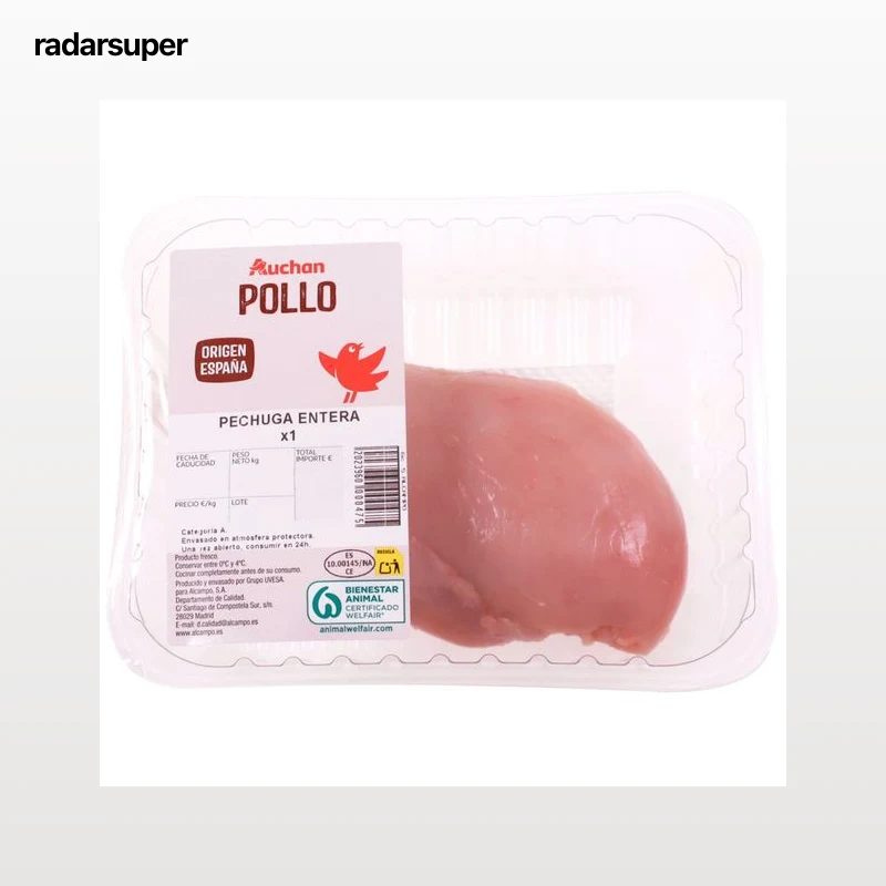 AUCHAN Pechuga de pollo entera 1 unidad Producto Alcampo.