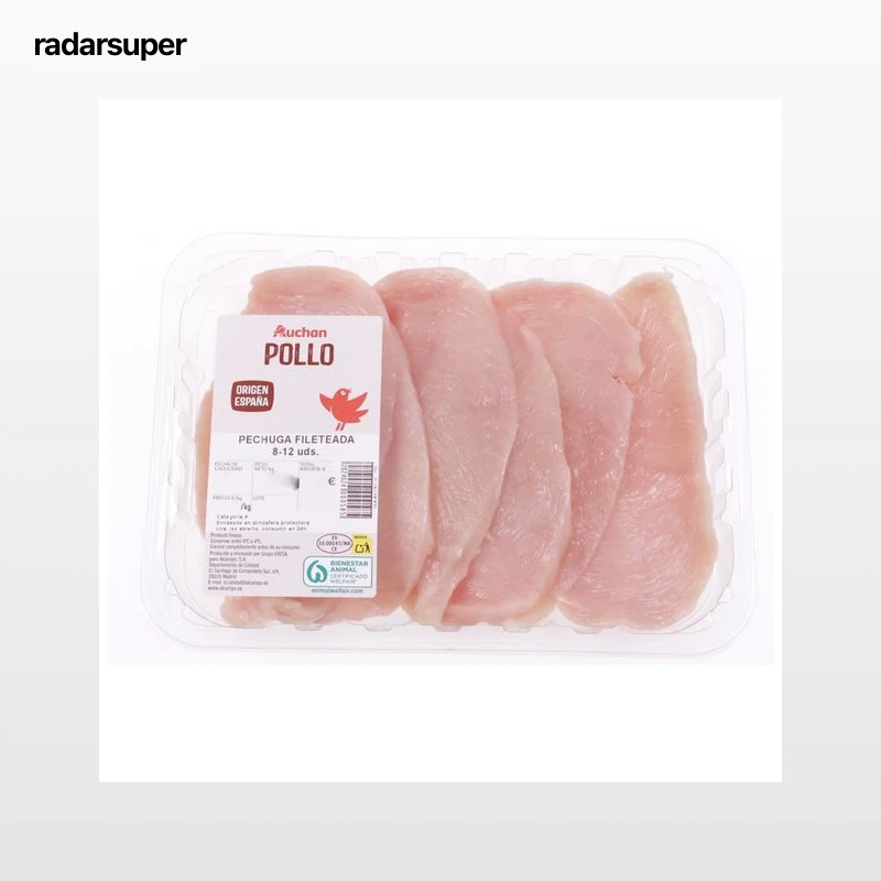 AUCHAN Pechuga de pollo fileteada 6-8 uds Producto Alcampo.